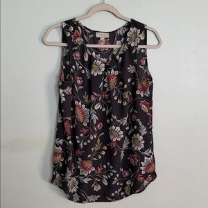 LOFT Gray Floral Sleeveless Blouse